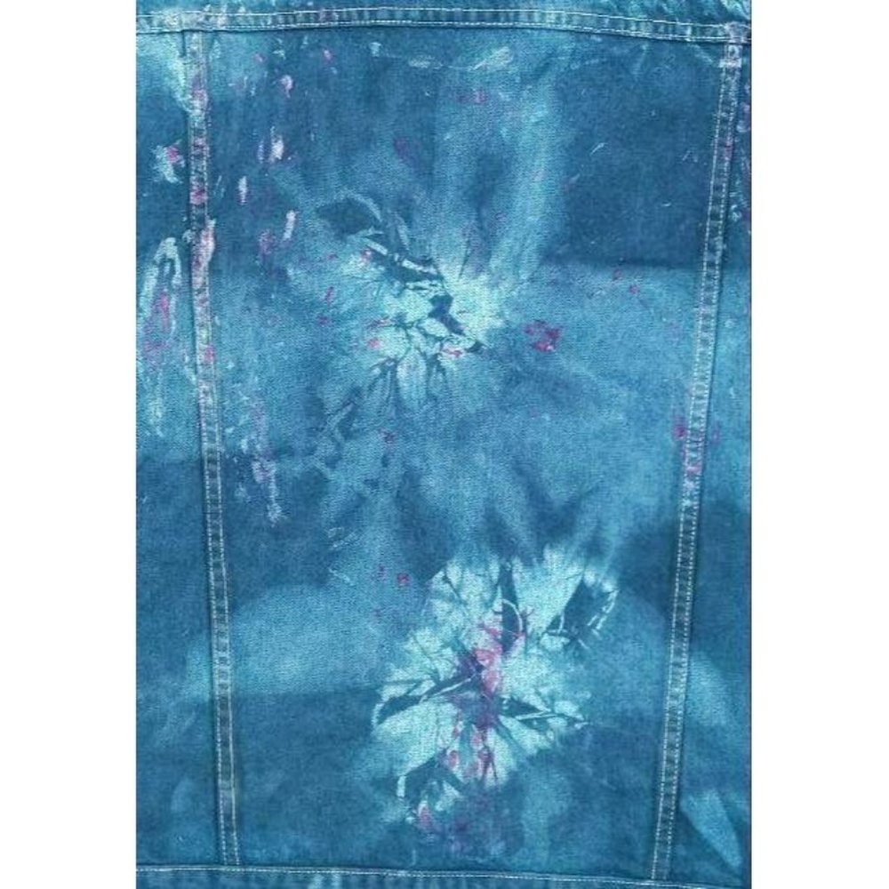 Pepsi Denim Trucker Jean Jacket Vintage Custom Tie Dye Men's L Logo Buttons 90s - Picture 3 of 11
